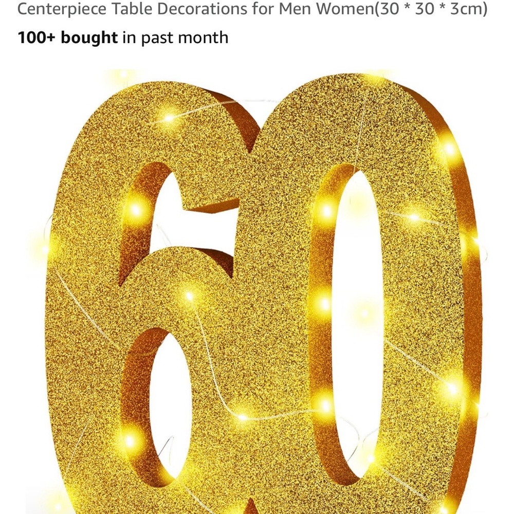 Sparkling Gold 60th Birthday Table Decoration